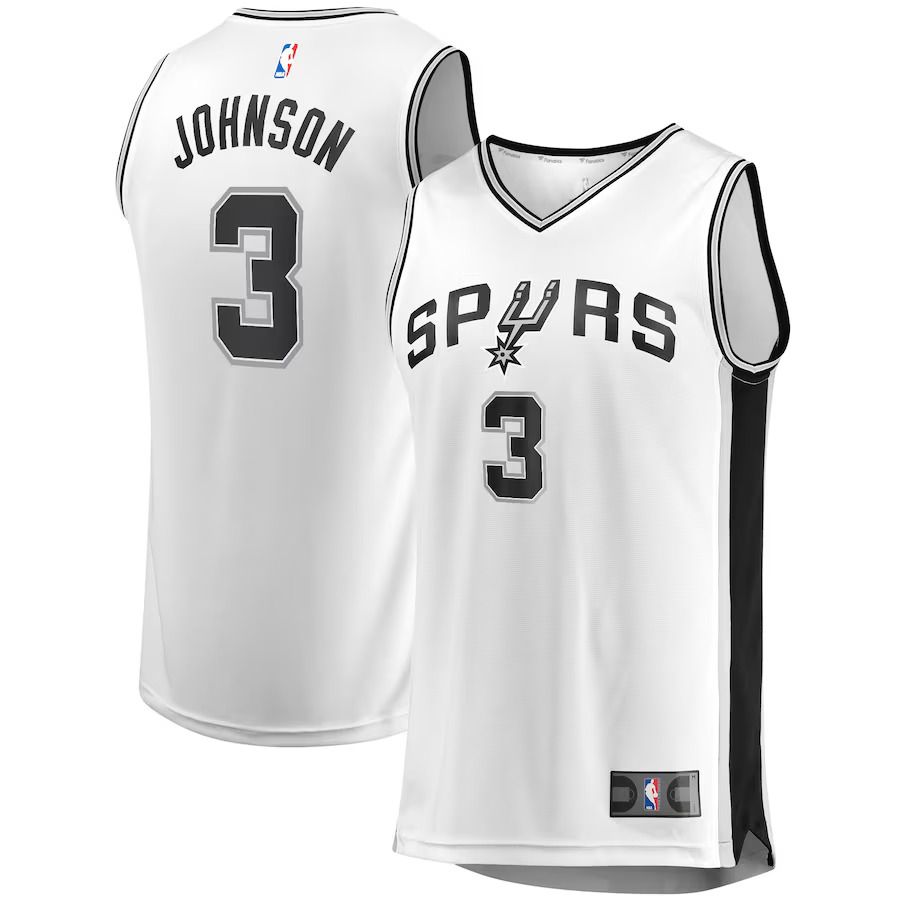 Men San Antonio Spurs 3 Keldon Johnson Fanatics Branded White Fast Break Replica NBA Jersey